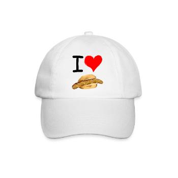 Lecker Bratwurstbrötchen - I Love Bratwurst - Baseballkappe - Weiß/Weiß - Vorne
