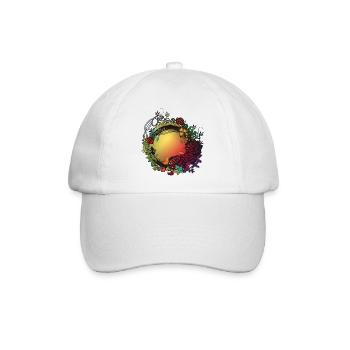 üppiger bunter Rosengarten in Jugendstil Optik - Baseballkappe - Weiß/Weiß - Vorne