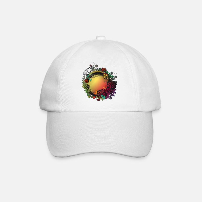 üppiger bunter Rosengarten in Jugendstil Optik - Baseballkappe - Weiß/Weiß