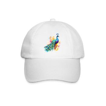 Fleurs de paon Plume de paon exotique coloré coloré - Casquette classique - blanc/blanc - Devant