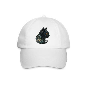 Cat Head Black Cat Bombay Happy Cat Cats - Baseball Cap - white/white - Front