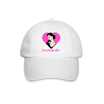 Kuschel Katze mit Herz Pink für tierliebe Frauen - Baseballkappe - Weiß/Weiß - Vorne