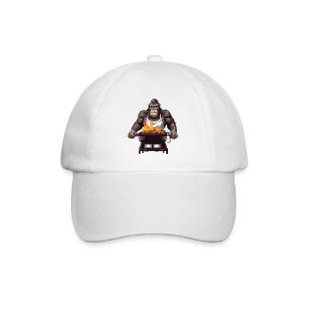 Grillen Grilla Griller Gorilla BBQ Lustig Humor - Baseballkappe - Weiß/Weiß - Vorne