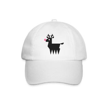 Renne Rudolf logo L noir avec nez rose fluo - Casquette classique - blanc/blanc - Devant