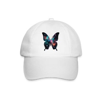 Schmetterlingssilhouette mit Galaxie-Inklusion - Baseballkappe - Weiß/Weiß - Vorne
