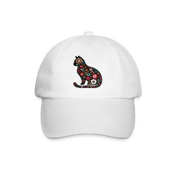 Silhouette de chat avec des fleurs - Casquette classique - blanc/blanc - Devant