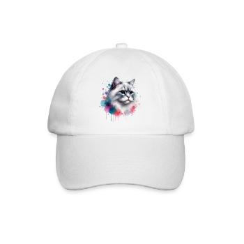 Aquarell Katzenkopf - Baseballkappe - Weiß/Weiß - Vorne