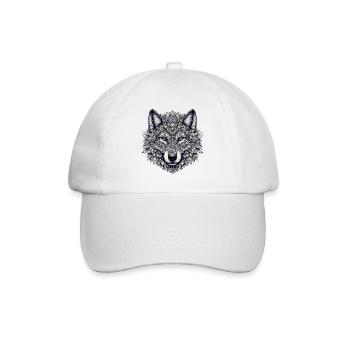 Wolf mit Mandalas verziert - Baseballkappe - Weiß/Weiß - Vorne