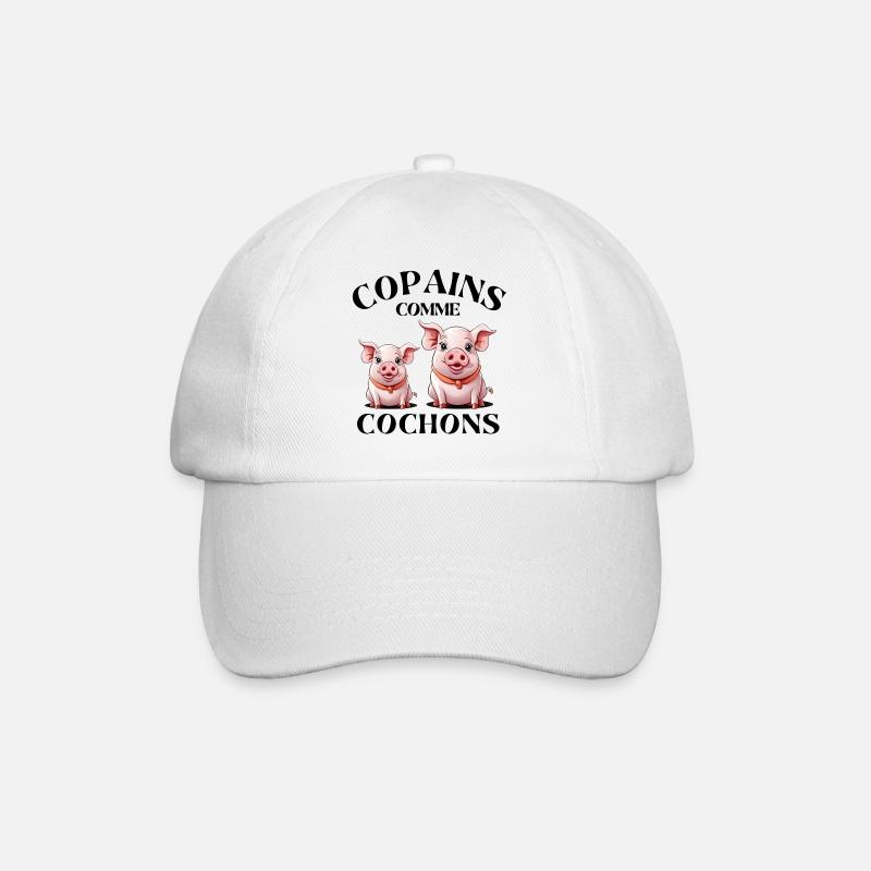 cochon, copains comme cochons, amitié - Casquette classique - blanc/blanc