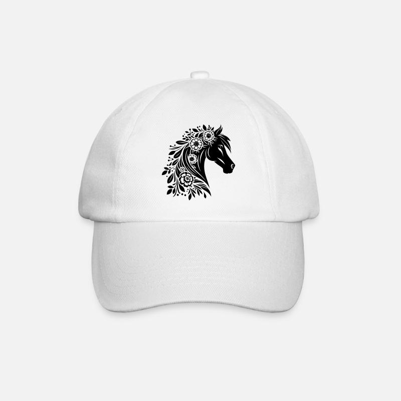 Pferdekopf Blumen - Baseballkappe - Weiß/Weiß