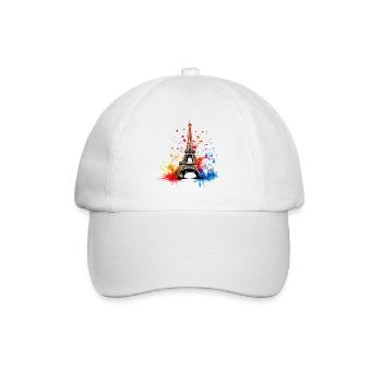 Paris, Eiffel Tower, France, City, Skyline, Art - Baseball Cap - white/white - Front
