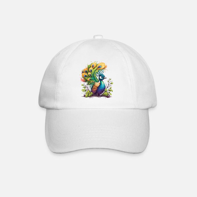 Stolzer Pfau - Baseballkappe - Weiß/Weiß