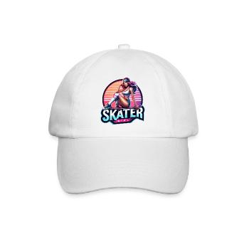 Retro Skate Mädchen Illustration - Baseballkappe - Weiß/Weiß - Vorne