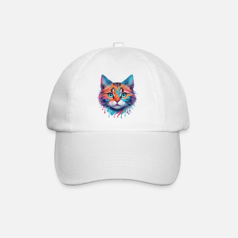 Niedliche Katze - Baseballkappe - Weiß/Weiß
