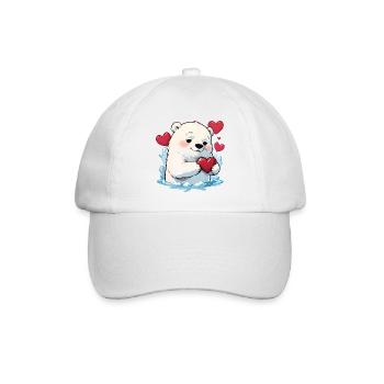 Verschenke diesen süßen Eisbären zum Valentinstag - Baseballkappe - Weiß/Weiß - Vorne
