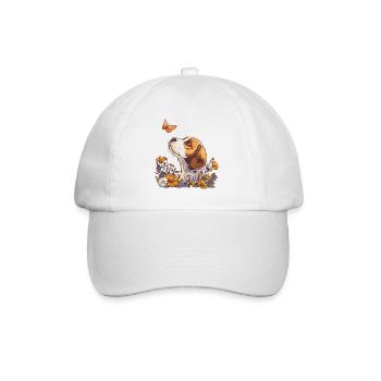 Beagle mit Schmetterling - Baseballkappe - Weiß/Weiß - Vorne