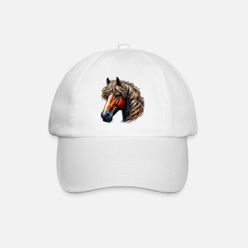 Pferd - Baseballkappe - Weiß/Weiß