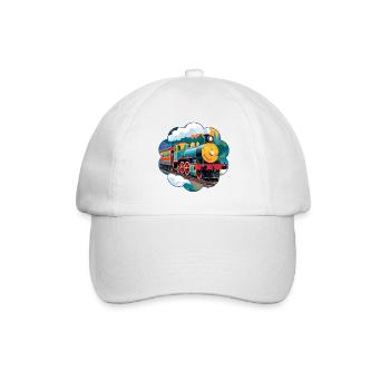 Chemin de fer coloré avec locomotive à vapeur fumante - Casquette classique - blanc/blanc - Devant