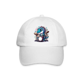Cool T-Rex Dinosaur Drummer - Baseball Cap - white/white - Front