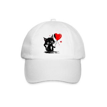 Ballon Cœur de Chat Rouge Fête des Mères Street Art - Casquette classique - blanc/blanc - Devant