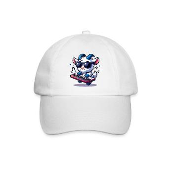 Chèvre mignonne jouant au clavier à la ferme - Casquette classique - blanc/blanc - Devant