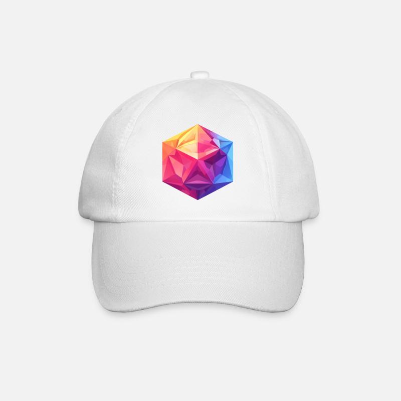Geometric D20 Cube – Colorful RPG Design - Baseball Cap - white/white