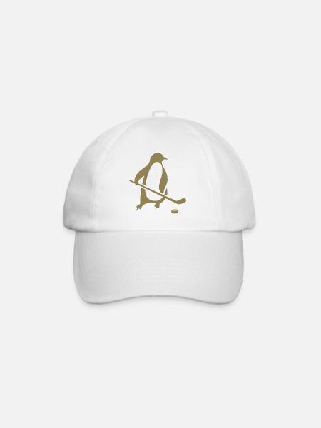 Pinguin Eishockey Silhouette Minimalistisch - Baseballkappe - Weiß/Weiß