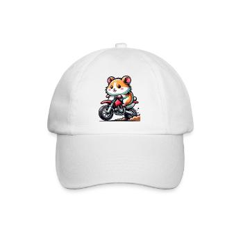 Cute Hamster Enduro Motocross Fan - Baseball Cap - white/white - Front