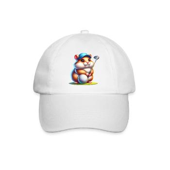 Funny hamster golfer playing golf - Baseball Cap - white/white - Front