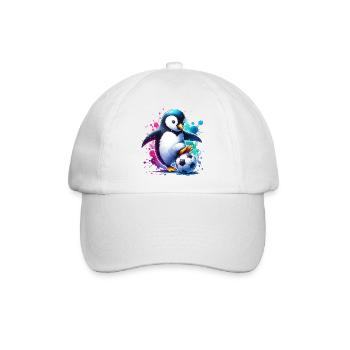 Penguin Bird Soccer Player Ball Champion Fan - Baseball Cap - white/white - Front