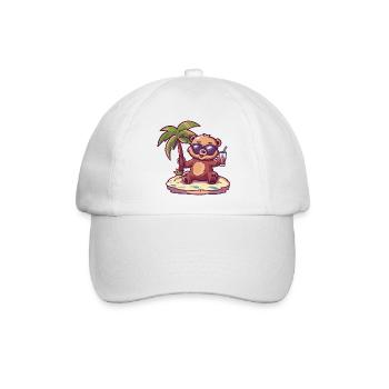 Bear Summer Beach Comic - Baseball Cap - white/white - Front