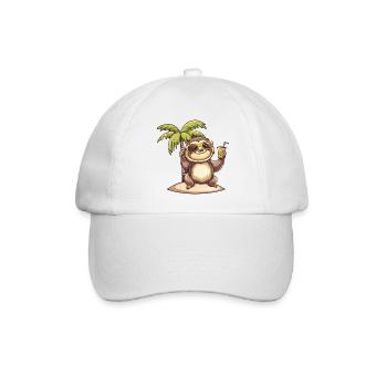 Sloth Summer Beach Comic - Baseball Cap - white/white - Front
