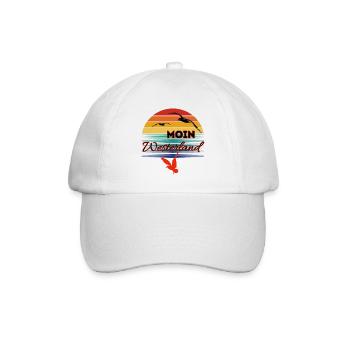 Moin Westerland mit Möwe im Retro Style-Westerland - Baseballkappe - Weiß/Weiß - Vorne