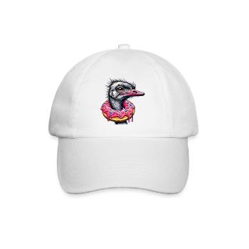 drôle de festin pour les yeux - Oiseau autruche avec beignet - Casquette classique - blanc/blanc - Devant