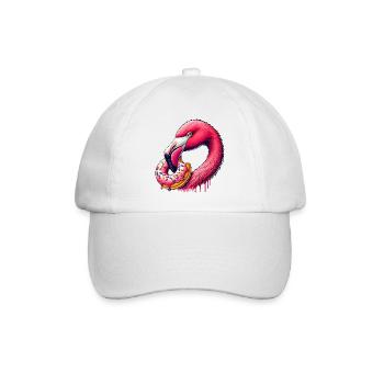 funny feast for the eyes - flamingo with donut - Baseball Cap - white/white - Front
