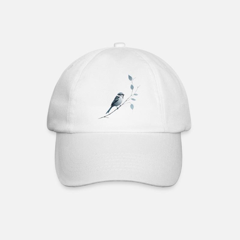 Spatz auf Ast - Baseballkappe - Weiß/Weiß