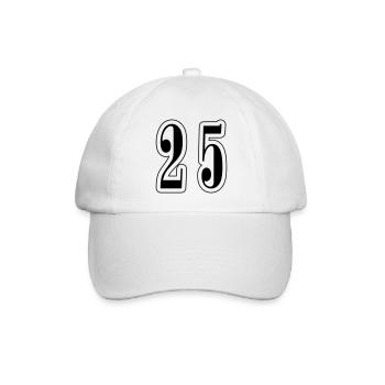 25 Zahl symbol - Baseballkappe - Weiß/Weiß - Vorne