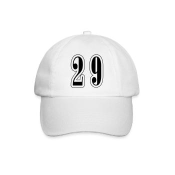 29 Zahl symbol - Baseballkappe - Weiß/Weiß - Vorne
