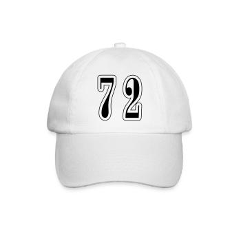 72 Zahl Symbol - Baseballkappe - Weiß/Weiß - Vorne