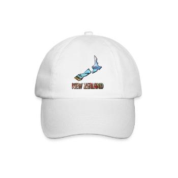 Aquarell Landkarte Neuseeland - Baseballkappe - Weiß/Weiß - Vorne
