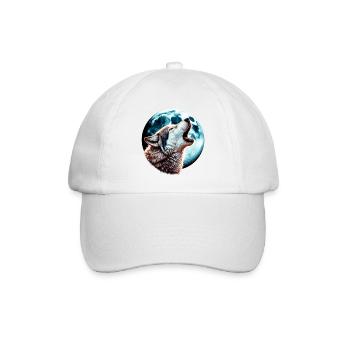Wolf heult den Vollmond an - Baseballkappe - Weiß/Weiß - Vorne