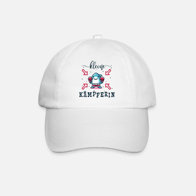 Kleine Kämpferin - Boxender Hai - Mut machen - Baseballkappe - Weiß/Weiß