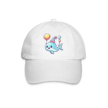 Whale Birthday Comic - Baseball Cap - white/white - Front