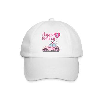 Joyeux anniversaire 4 Police Rose - Casquette classique - blanc/blanc - Devant