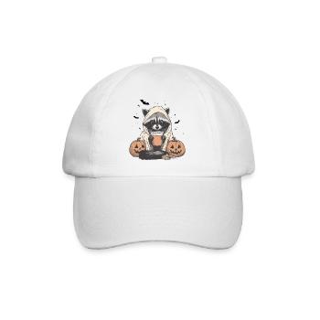 Halloween Sweater, Raccoon Halloween, Gift - Baseball Cap - white/white - Front
