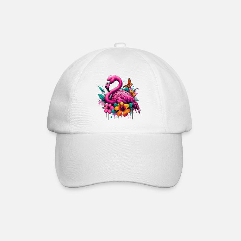 Flamingo - Baseballkappe - Weiß/Weiß