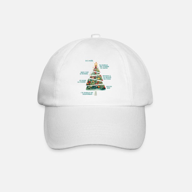WEIHNACHTSBAUM AQUARELL KARTE - Baseballkappe - Weiß/Weiß