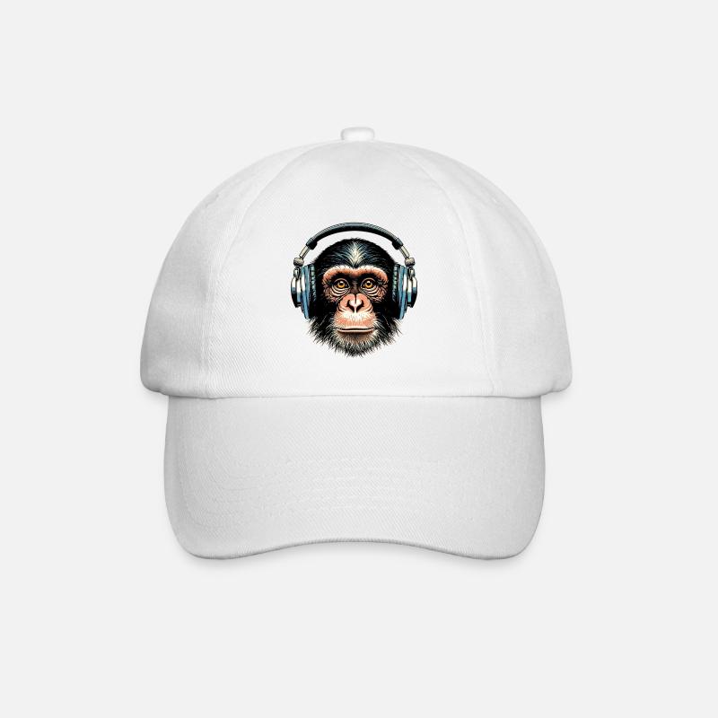 Affe - Baseballkappe - Weiß/Weiß