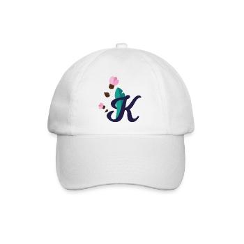 Elegant letter 'K' with flowers - Baseball Cap - white/white - Front