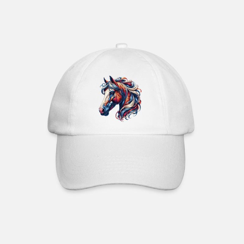Pferd - Baseballkappe - Weiß/Weiß